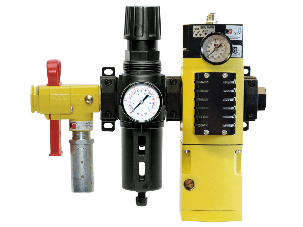 ROSS Controls M35SXF4D50NAEXAAGA M35 Series Air Entry Assembly, Soft Start, Pinout AA, 1/2" NPT, Digital Transducer, Modular Lockout, Downstream 1/2" Port, Integrated Filter/Regulator M35SXF4D50NAEXAAGA on Applied Automation