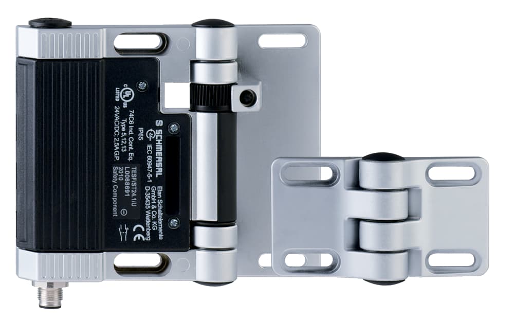 Schmersal TESF/ST24.1/180 TESF/ST24.1/180 Schmersal - Safety switch for hinged guards; Hinge safety switch; 1 cable entries M 16 x 1.5; with fixed switching angle; 1 connector M12, 8-pole; Metal enclosure; Good resistance to oil and petroleum spirit; For left or right hinged doors; 141 mm x 115 mm x 21,5 mm; TESF/ST24.1/180 on Applied Automation