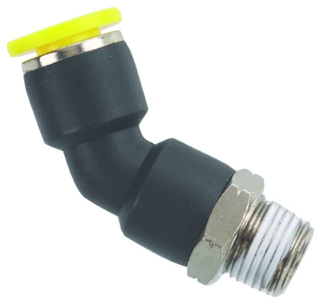 Clippard PQ-MA12Q-PKG Push-Quick Male Elbow, 3/8", 1/4" NPT, Pack of 10, Provides a simple method of connecting pneumatic components to each other and system piping. PQ-MA12Q-PKG on Applied Automation
