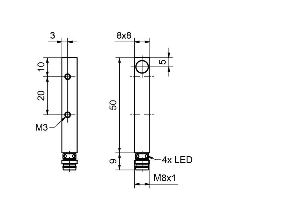 SensoPart 996-01040 996-01040 SENSOPART - Inductive sensor 8 x 8 / cubic housing, IKT 8-S-QB3-PSL-M3M 996-01040 on Applied Automation