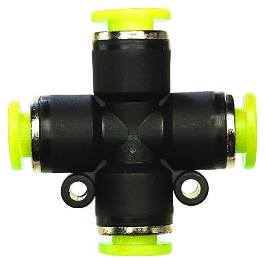Clippard PQ-CU06M-PKG Push-Quick Cross Union, 6 mm, Pack of 5, Provides a simple method of connecting pneumatic components to each other and system piping. PQ-CU06M-PKG on Applied Automation