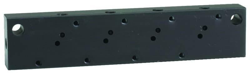Clippard 26081-4 ES Manifold, Single-Sided, Dual Mount, 4-Station, #10-32 Side Port, ESM-CP Plate available to cover individual unused manifold station. 26081-4 on Applied Automation
