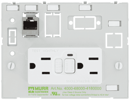 Murr Elektronik 4000-68000-4180000 4000-68000-4180000 Murrelektronik - MODLINK MSDD DBL COMBI INSERT USA 2XNEMA 5-15 GFCI + RJ45, without touch protection 4000-68000-4180000 on Applied Automation