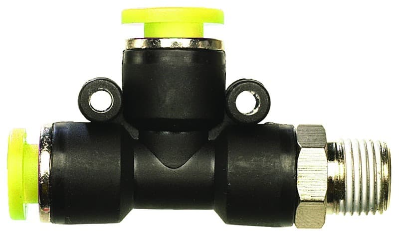 Clippard PQ-RT04P-BLK Push-Quick Run “T”, 1/8", 1/8" NPT, 250 Pc. Min., Provides a simple method of connecting pneumatic components to each other and system piping. PQ-RT04P-BLK on Applied Automation