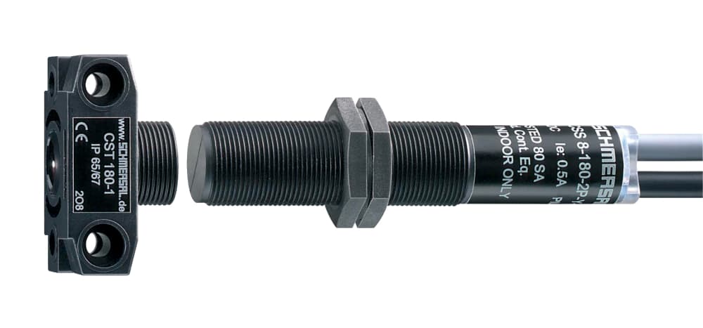 Schmersal EX-CSS 8-180-2P+D-M-L-3G/D Safety sensors; Pre-wired cable 7-pole; Comfortable diagnostics through sensor LED and electronic signalling output; Ex certified; Thermoplastic enclosure; Electronic contact-free, coded system; Ø M18; Misaligned actuation possible; High repeat accuracy o EX-CSS 8-180-2P+D-M-L-3G/D on Applied Automation