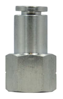 Clippard PQS-FC12W S/S Push-Quick Female Connector, 3/8", 3/8" NPT, Provides a simple method of connecting pneumatic components to each other and system piping. PQS-FC12W on Applied Automation