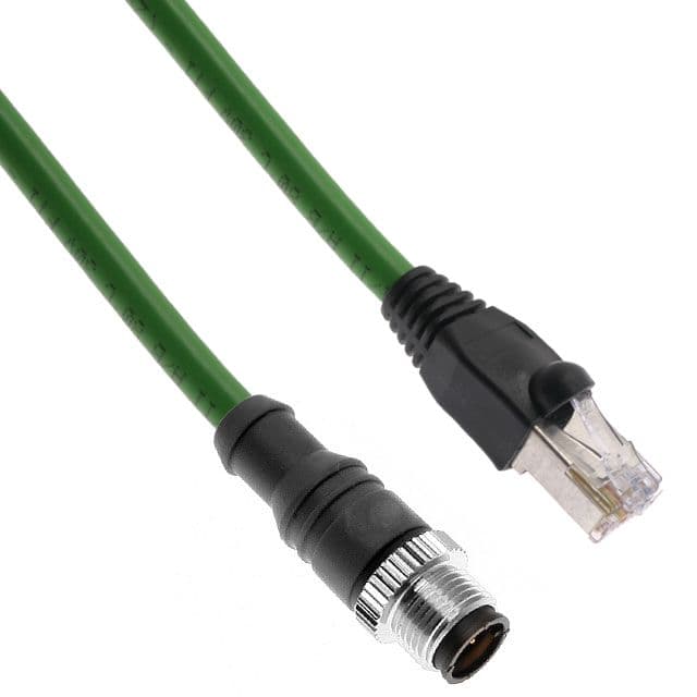 Mencom PND45-4MSP-RJ45S-10M Profinet, Cordset, Shielded to both ends, 4 Pole, M12 D-Coded Male Straight (IP69) / RJ45 Plug (IP20), 10 Meters, 22awg, 4A, Green, PVC, Nickel Plated Brass PND45-4MSP-RJ45S-10M on Applied Automation