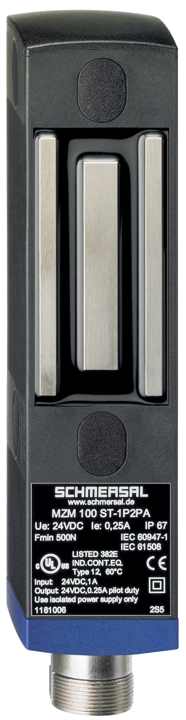 Schmersal MZM 100 ST-SD2PR-A MZM 100 ST-SD2PR-A Schmersal - Solenoid interlocks; Power to lock; Guard locking monitored; Connector M23, 8+1-pole; serial diagnostic output; Automatic latching; Solenoid interlocks (for the protection of man) with innovating and unique operating principle; 40 mm x 179 mm x 40 mm; Ele MZM 100 ST-SD2PR-A on Applied Automation