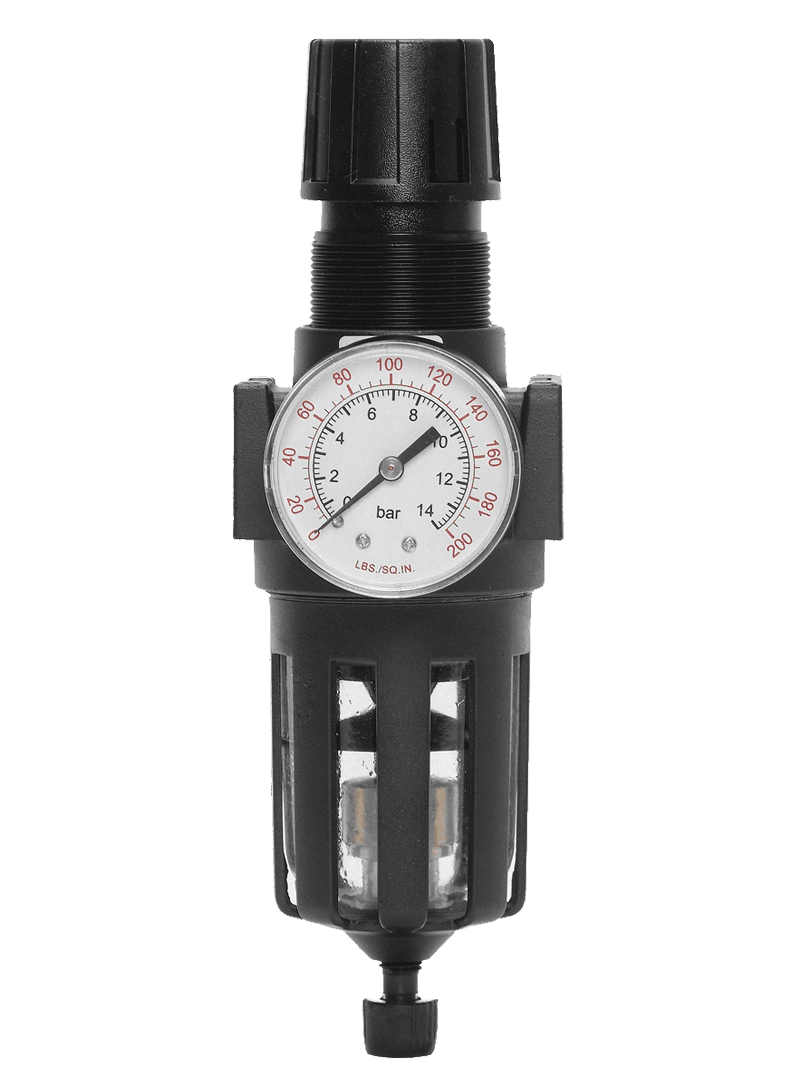 ROSS Controls 5321B4052 Integrated Filter/Regulator Mid-Size Series, Piston, Auto Drain, Polycarbonate Bowl, 5 µm Polyethyene Filter, Self-Relieving, Standard Flow, 0-200 (0-13.8) Gauge, Threaded Ports 1/2" NPT 5321B4052 on Applied Automation