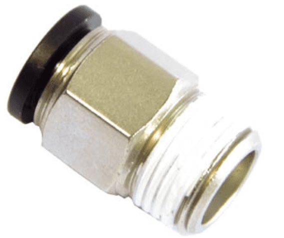 AirTAC PC603D Straight connector (PT thread), Nickel plated brass body with plastic collar, 6 mm tubing connection,3/8" PT thread, Nickel plated brass, NBR, Black PC603D on Applied Automation