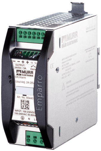 Murr Elektronik 9000-11112-0921111 9000-11112-0921111 Murrelektronik - EMPARRO POWER SUPPLY 1-PHASE, PRIMARY SWITCHED, IN: 100-240VAC OUT: 24-28VDC/5A, Power Boost - for 4 seconds 50% additional power, Alarm Contact and varnished PCB 9000-11112-0921111 on Applied Automation