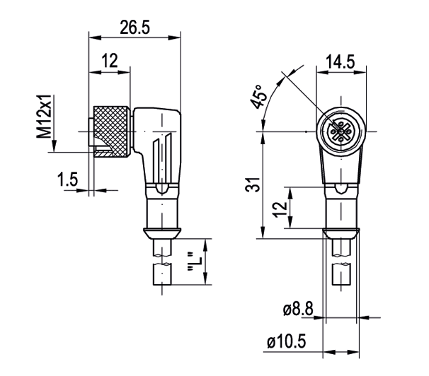 SensoPart 902-50807 902-50807 SENSOPART - M12 socket, 4-pin, 90° angled, open ends, 4-wire, length 2 m, a-coded, PUR, IP 65, IP 67, IP 68, L4-2m-W-PUR 902-50807 on Applied Automation