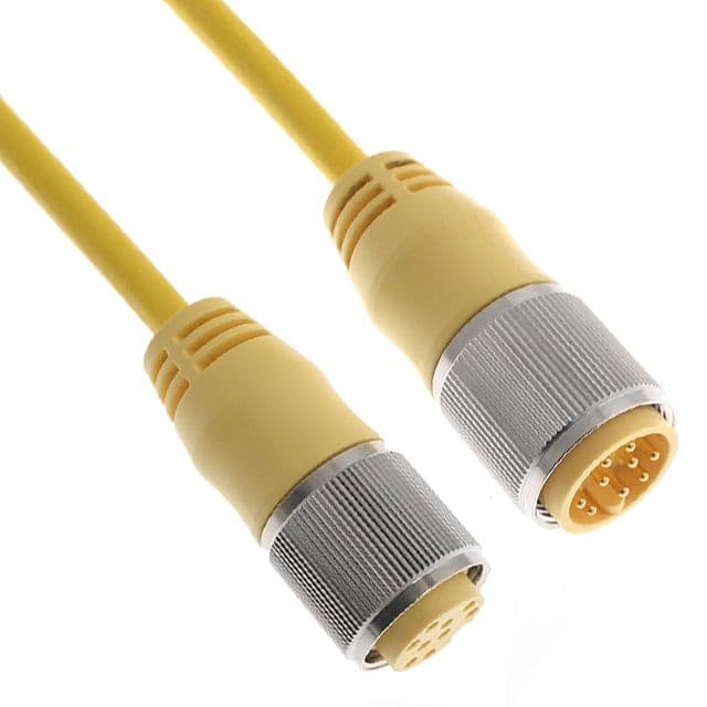 Mencom MINP-12MFPX-6 MIN Size III, Cordset, 12 Pole, Male Straight / Female Straight, 6 Ft, 4A, Yellow, PUR MINP-12MFPX-6 on Applied Automation