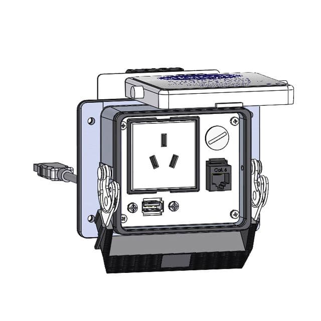 Mencom DCH1-RJ45-USB-10-32 Panel Interface Connector with China 10amp outlet, RJ45, USB-10, in a 32 housing DCH1-RJ45-USB-10-32 on Applied Automation