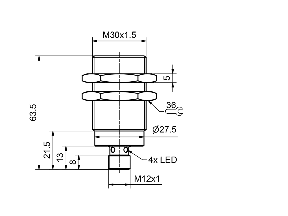 SensoPart 996-01031 996-01031 SENSOPART - Inductive sensor M30 / all-metal housing / factor 1, IMT 30-FM-S-B2-PSL-L4M 996-01031 on Applied Automation