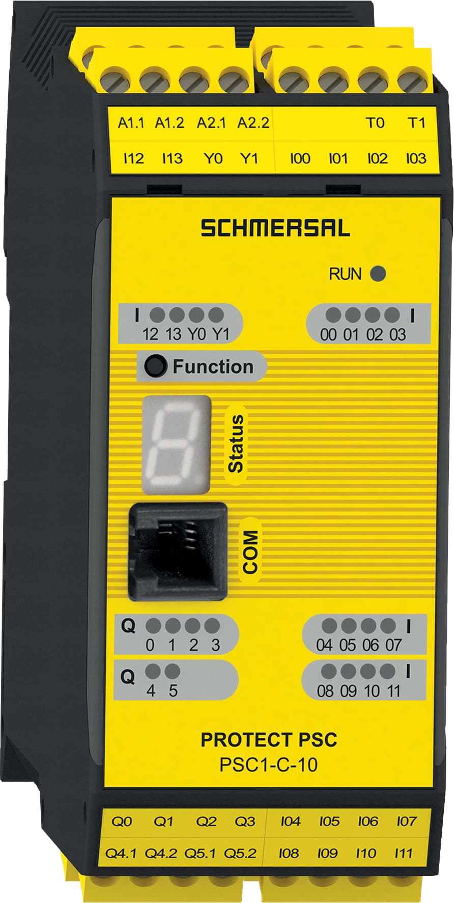 Schmersal PSC1-C-10 PSC1-C-10 Schmersal - Safety controllers; PROTECT PSC1; Free programmable in-/outputs, 2 A p-type; Connection for all conventional safety switchgear up to PL e to ISO 13849-1; Modular expansion with up to 64 inputs / outputs; 4 safe 2 A pp-switching semiconductor outputs, swit PSC1-C-10 on Applied Automation