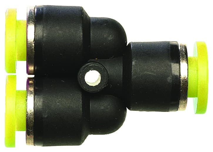 Clippard PQ-YU10-BLK Push-Quick “Y” Union, 5/16", 250 Pc. Min., Provides a simple method of connecting pneumatic components to each other and system piping. PQ-YU10-BLK on Applied Automation