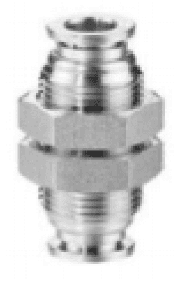 AirTAC X-S6-NPM1/2 bulkhead union connector, 316 stainless steel, 1/2" inch tubing connection, NPT thread, 316 stainless steel, Viton X-S6-NPM1/2 on Applied Automation