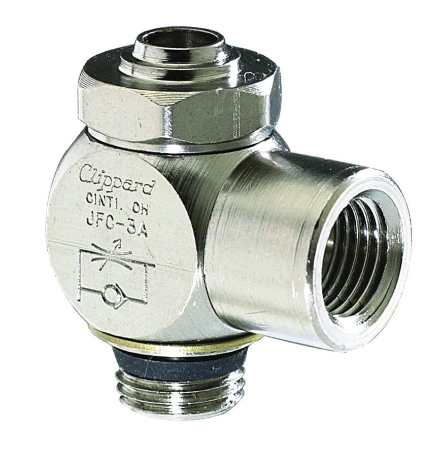 Clippard JFC-3AR Meter Out Adjustable Flow Control Valve, Arrow in body shows direction of controlled flow JFC-3AR on Applied Automation