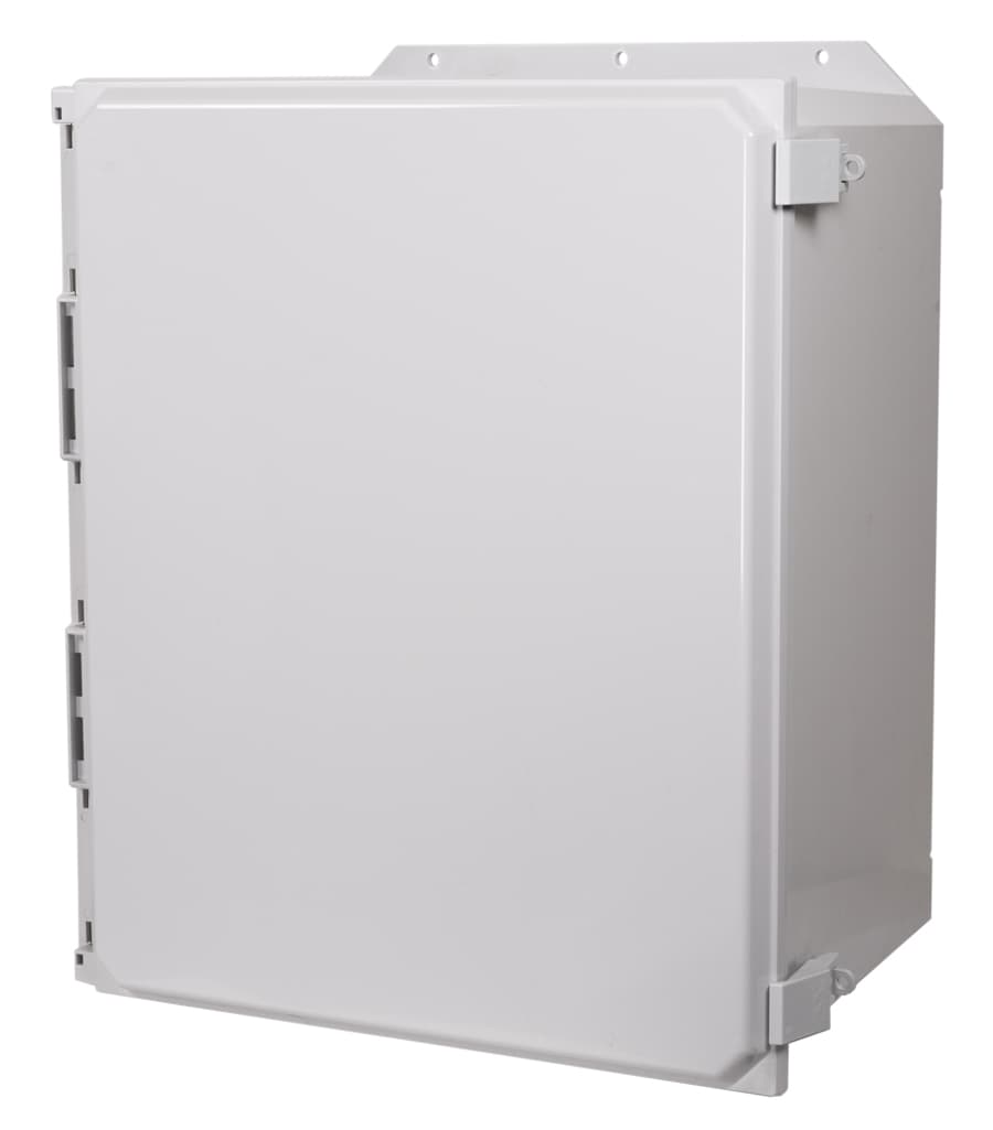 Allied Moulded Products AMP2060NLF 20"x16"x10" POLYLINE® polycarbonate wall mount enclosure assembly with hinged cover and nonmetal snap latch AMP2060NLF on Applied Automation