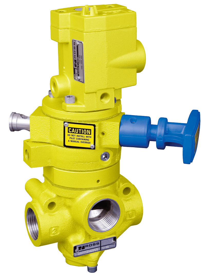 ROSS Controls Y2773B3075Z Lockout and Soft Start Valve 27, Solenoid Piloted Manual Lockout 3/2 Way, 3/8" In-Out 1/2" Exhaust NPT, 110 VAC Y2773B3075Z on Applied Automation