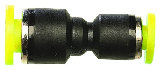 Clippard PQ-RU06M04M-BLK Push-Quick Reducer Union, 6 mm - 4 mm, 250 Pc. Min., Provides a simple method of connecting pneumatic components to each other and system piping. PQ-RU06M04M-BLK on Applied Automation