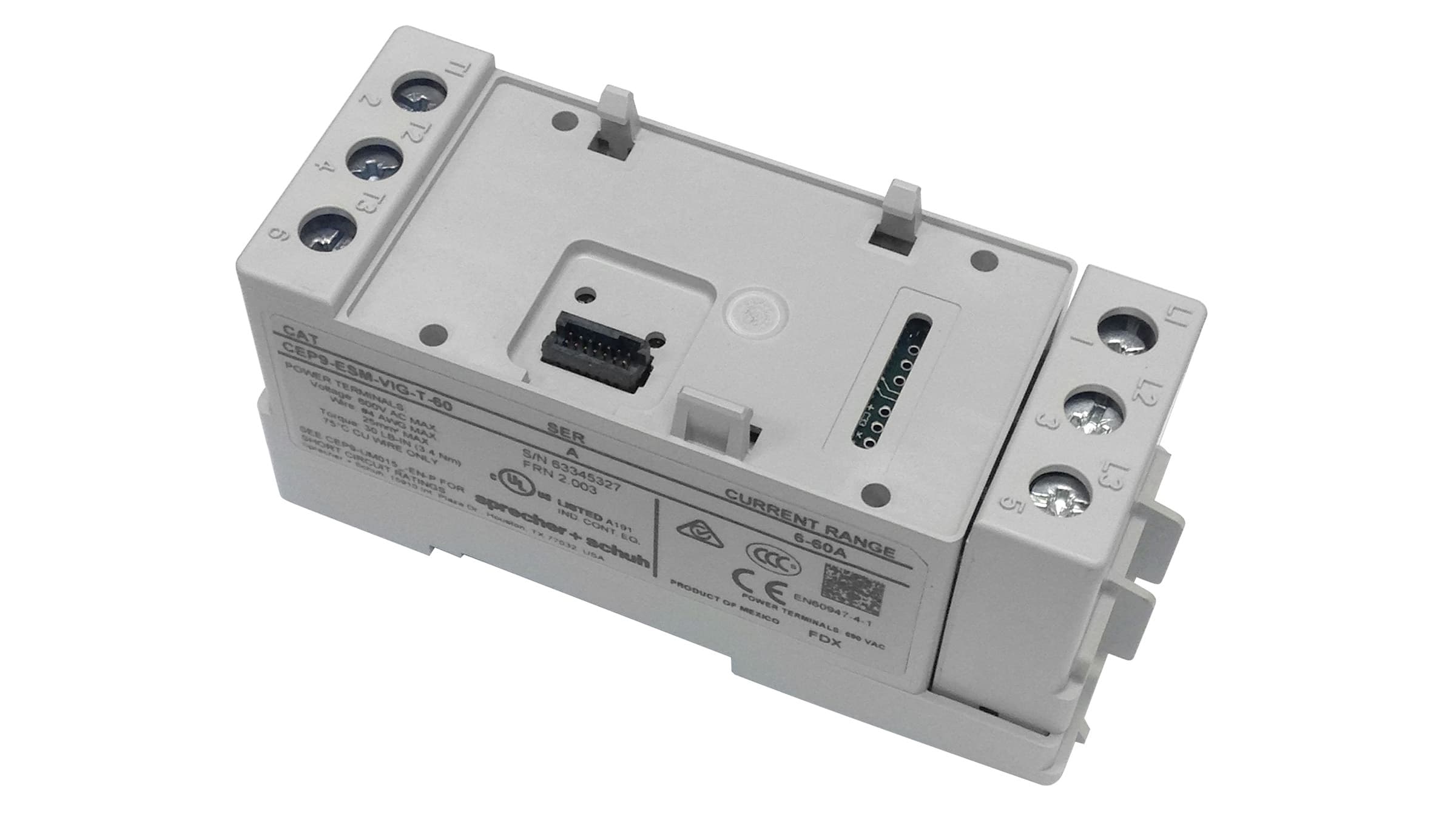 Sprecher + Schuh CEP9-ESM-VIG-T-60 Sprecher + Schuh CEP9-ESM-VIG-T-60 - CEP9 Sensing Module-Voltage/Ground Fault/Current, DIN Rail, Auto or Manual Reset, 6.0-60 Amps, 1 or 3-Phase, Class 5 to 30 CEP9-ESM-VIG-T-60 on Applied Automation