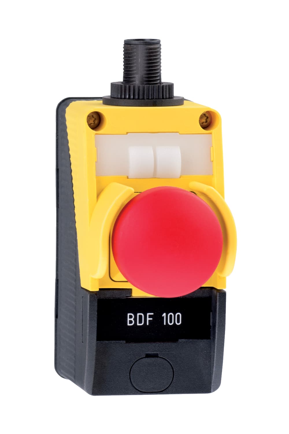 Schmersal BDF100-NHK-G-ST BDF100-NHK-G-ST Schmersal - Control panels; Emergency stop latching pushbutton with Protective collar; Thermoplastic enclosure; slender shock-proof enclosure; to be fitted to commercial-off-the-shelf aluminium profiles; to be installed at an ergonomic favourable position; large rang BDF100-NHK-G-ST on Applied Automation