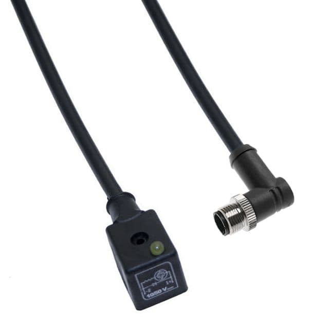 Mencom VDG-A20-3402 Solenoid Valve Connectors, Cordset, 3 Pole, ISB 11mm, with 4 Pole M12 Male Right Angle, 10 Meters, 24V, 4A, LED w/MOV VDG-A20-3402 on Applied Automation