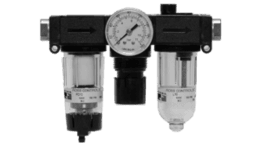 ROSS Controls 5B03C0416 Filter, Regulator plus Lubricator Bantam Series, 2 (60) Metal Bowls, 5 µm Polyethylene Filter, Manual Drain, Piston, Self-Relieving, Standard Flow, 0-100 (0-6.9) Pressure Range, 0-160 (0-11) Gauge, Wick-Feed, Fill Port, Tube Fittings 1/4" NPT 5B03C0416 on Applied Automation