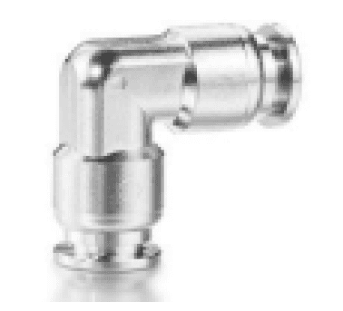 AirTAC X-S6-NPV1/4 Elbow union connector, 316 stainless steel, 1/4" inch tubing connection, NPT thread, 316 stainless steel, Viton X-S6-NPV1/4 on Applied Automation