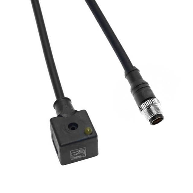 Mencom VAG-520-3501 Solenoid Valve Connectors, Cordset, 3 Pole, Form A 18mm, with 5 Pole M12 Male Straight, 5 Meters, 24V, 4A, LED w/MOV VAG-520-3501 on Applied Automation