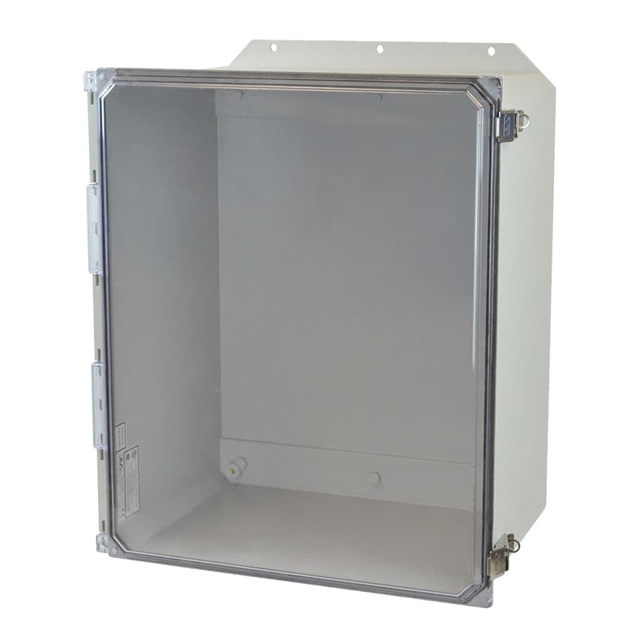 Allied Moulded Products AMU2060CCLF 20"x16"x10" ULTRALINE® fiberglass wall mount enclosure assembly with hinged clear cover and stainless-steel snap latch AMU2060CCLF on Applied Automation