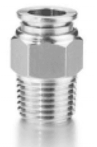 AirTAC X-S6-NPC5/32-3/8 Straight connector (NPT thread), 316 stainless steel, 5/32" inch tubing connection,3/8" NPT thread, 316 stainless steel, Viton X-S6-NPC5/32-3/8 on Applied Automation