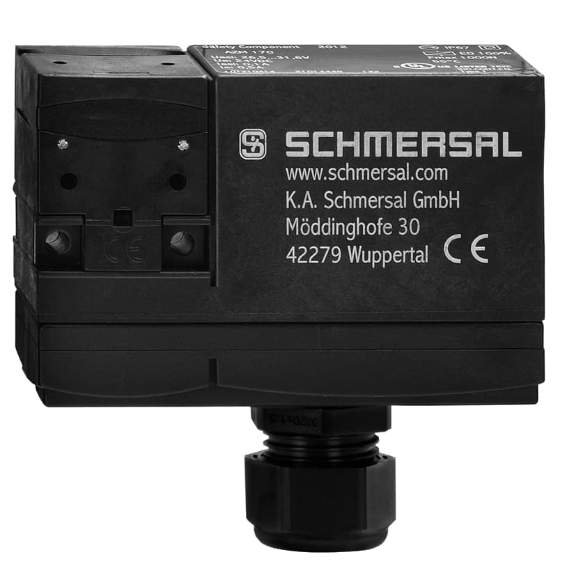 Schmersal AZM 170-11ZRKA 230VAC Solenoid interlocks; 1 Cable entry M 20 x 1.5; IDC method of termination; Manual release; Thermoplastic enclosure; Double-insulated; Compact design; 90 mm x 84 mm x 30 mm; Interlock with protection against incorrect locking.; Long life; High holding force AZM 170-11ZRKA 230VAC on Applied Automation