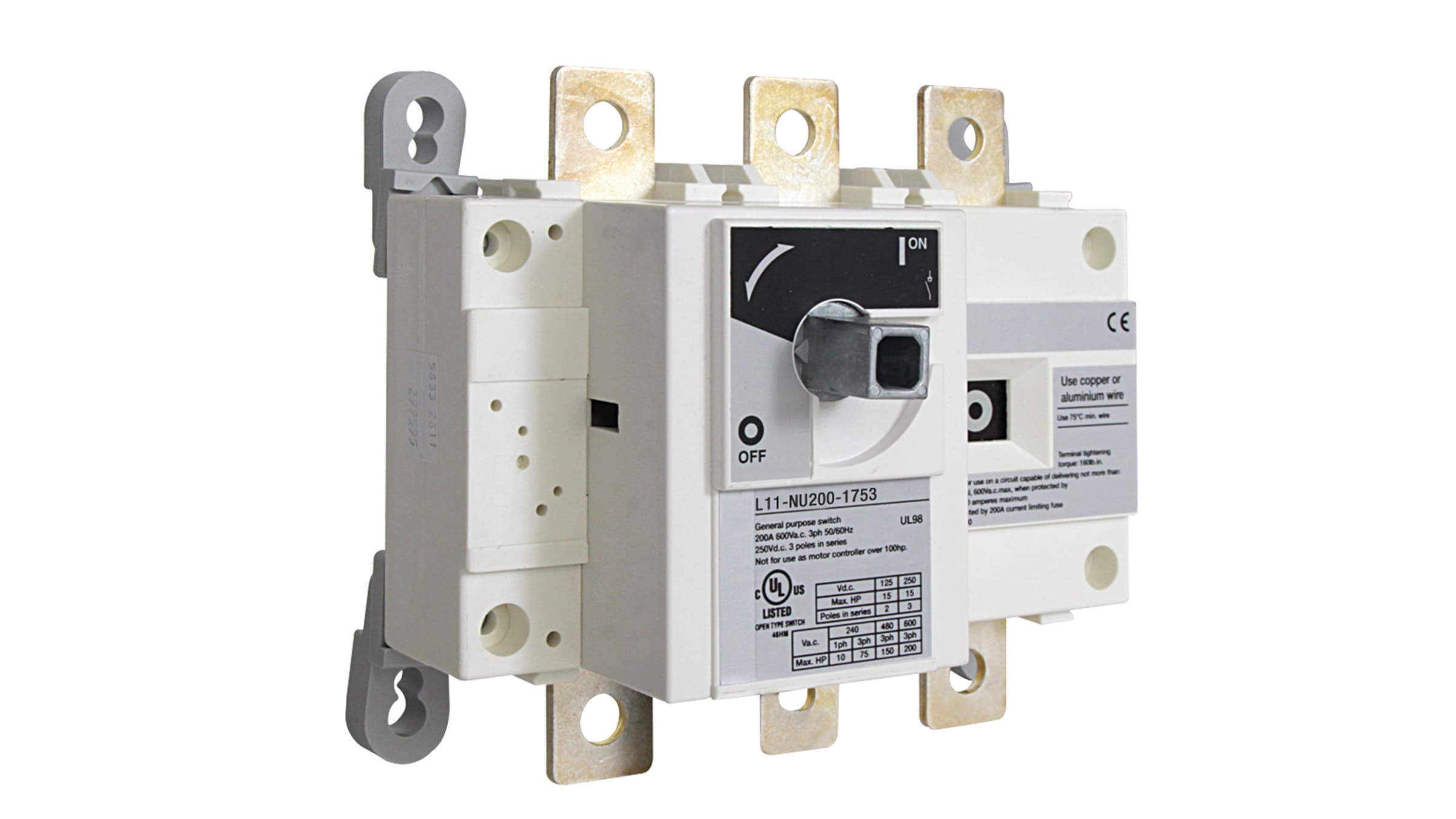 Sprecher + Schuh L11-NU100-1753 Sprecher + Schuh L11-NU100-1753 - L11 UL98 Disconnect Switch, Non-Fused, 100A, 3-Pole, Open Type L11-NU100-1753 on Applied Automation