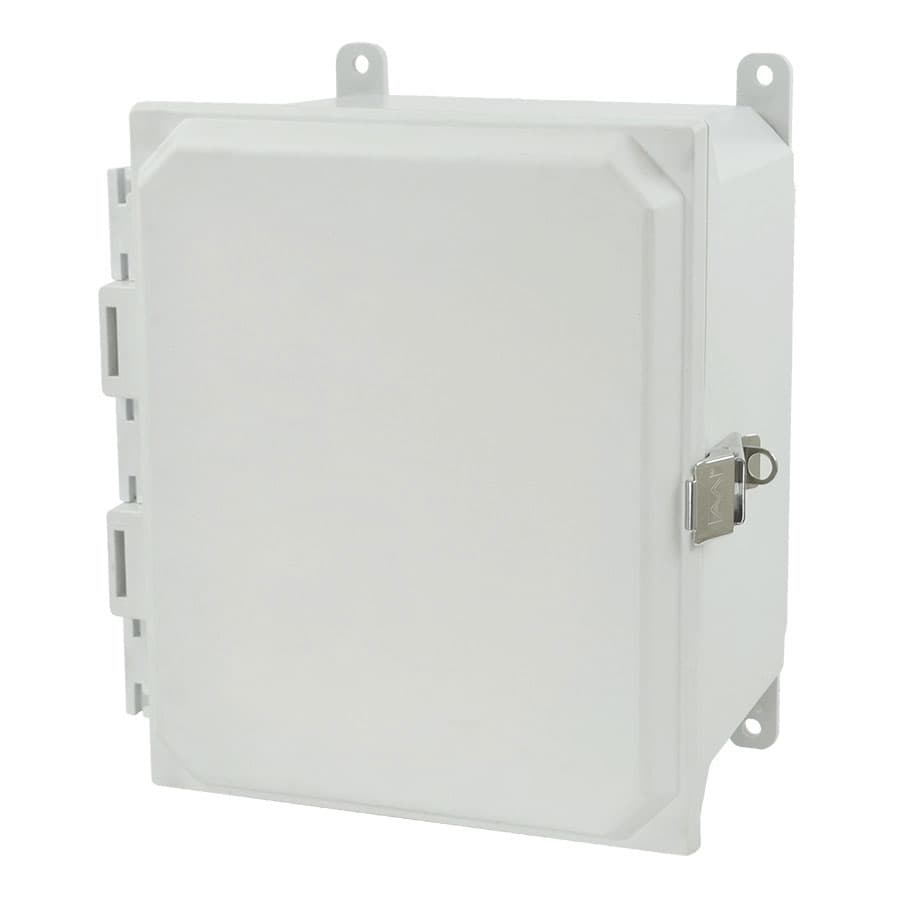 Allied Moulded Products AMU1086L 10"x8"x6" ULTRALINE® fiberglass wall mount enclosure assembly with hinged cover and stainless-steel snap latch AMU1086L on Applied Automation