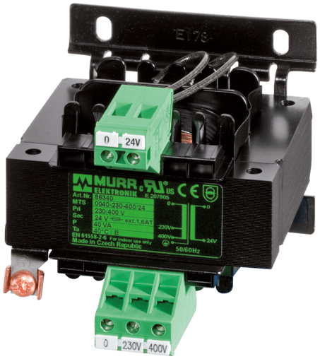 Murr Elektronik 6686346 6686346 Murrelektronik - MTS 1-PHASE CONTROL AND ISOLATION TRANSFORMER, P: 40VA IN: 230/400VAC OUT: 230VAC, for screw and DIN-rail mounting, with spring clamp connection 6686346 on Applied Automation
