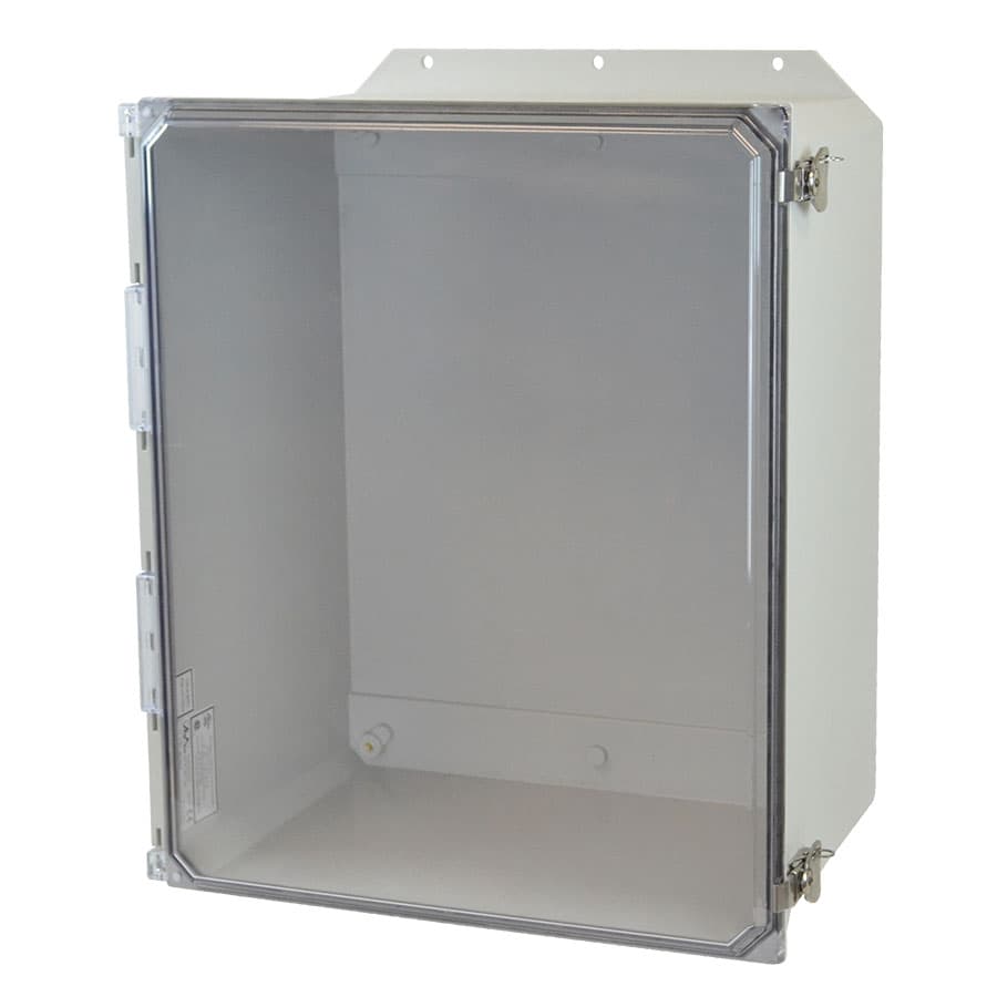 Allied Moulded Products AMU2060CCTF 20"x16"x10" ULTRALINE® fiberglass wall mount enclosure assembly with hinged clear cover and stainless-steel twist latch AMU2060CCTF on Applied Automation