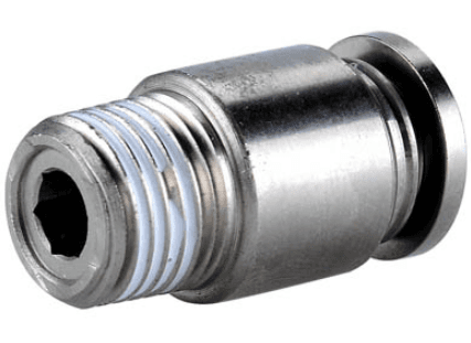 AirTAC BPOC1204 Hexagon socket head straight connector (PT thread), Nickel plated brass body, 12mm tubing connection,1/2" PT thread, NBR BPOC1204 on Applied Automation