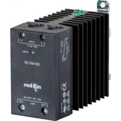 Red Lion RLY6A100 Red Lion RLY6A100 is a solid state relay (SSR) designed for single phase operation with a 45A rating, suitable for DIN rail mounting. This SSR supports a rated voltage of up to 300Vac and utilizes the AS-interface communication protocol for integration into automation systems. RLY6A100 on Applied Automation