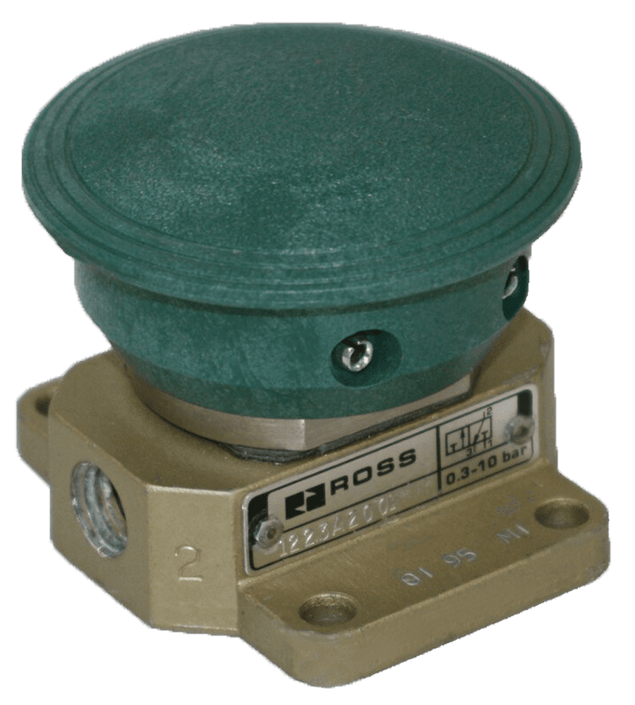 ROSS Controls D1223B1MBG 12 Series, 3/2 Mushroom Pushbutton Valve, Green, G1/8" D1223B1MBG on Applied Automation