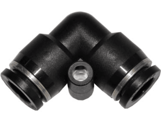 AirTAC PV12D Union elbow connector, Plastic body and plastic collar, 12 mm tubing connection,plastic, NBR, Black PV12D on Applied Automation
