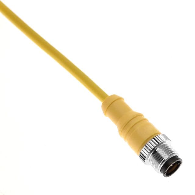 Mencom MDCM-45MP-4M MDC, Cordset, Shielded Cable, Not shielded to coupling nut, 4 Pole + Ground, Male Straight, 4M, 4A, Yellow, PVC, Nickel Plated Brass MDCM-45MP-4M on Applied Automation