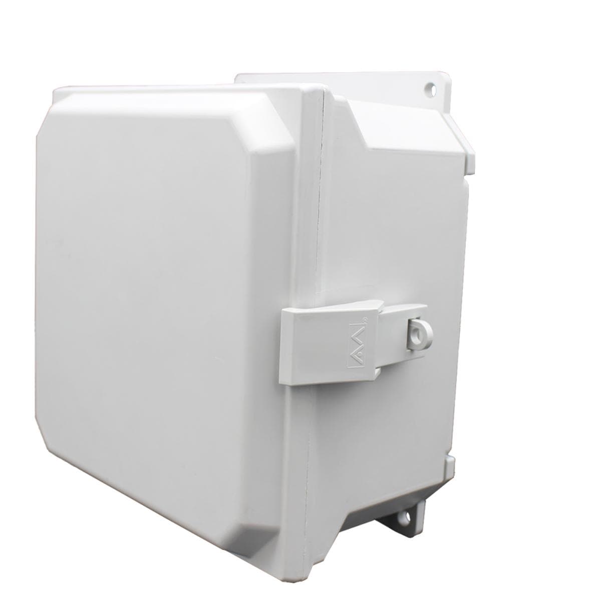 Allied Moulded Products AMU884NLF 8"x8"x4" ULTRALINE® fiberglass wall mount enclosure assembly with hinged cover and nonmetal snap latch AMU884NLF on Applied Automation