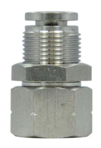 Clippard PQS-BC12Q S/S Push-Quick Bulkhead Connector, 3/8”, 1/4” NPT, Provides a simple method of connecting pneumatic components to each other and system piping. PQS-BC12Q on Applied Automation