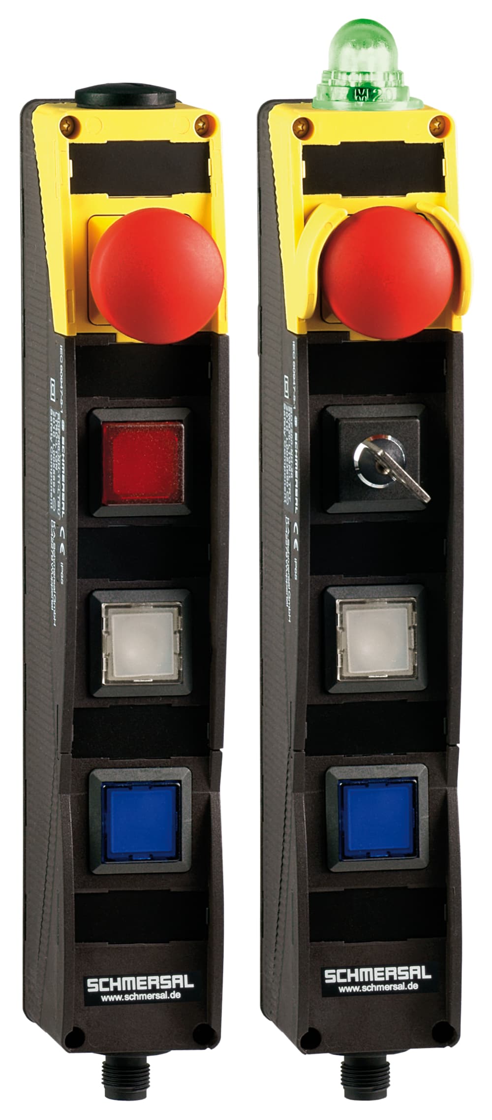 Schmersal BDF200-ST1-AS-NHK-LT-LT-LT-2875 AS interface safety at work; Safety switchgear; Integrated AS-Interface; with connector plug M12 bottom; Pos 1: E-STOP with protective collar; Pos 2: illuminated pushbutton 2875 with changeable colors; Pos 3: illuminated pushbutton 2875 with changeable co BDF200-ST1-AS-NHK-LT-LT-LT-2875 on Applied Automation
