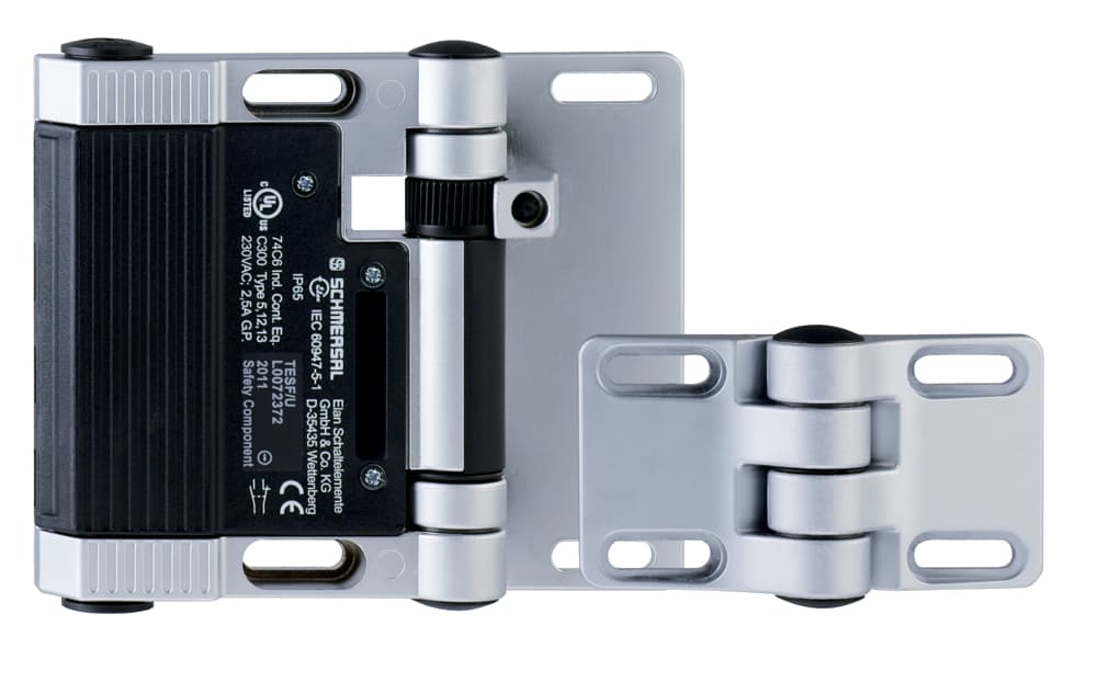 Schmersal TESFA/U TESFA/U Schmersal - Safety switch for hinged guards; Hinge safety switch; 2 cable entries M 16 x 1.5; Metal enclosure; Good resistance to oil and petroleum spirit; For left or right hinged doors; 141 mm x 115 mm x 21,5 mm; Simple mounting, suitable for all conventional profi TESFA/U on Applied Automation