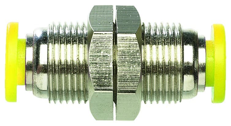 Clippard PQ-BU05-PKG Push-Quick Bulkhead Union, 5/32”, Pack of 5, Provides a simple method of connecting pneumatic components to each other and system piping. PQ-BU05-PKG on Applied Automation
