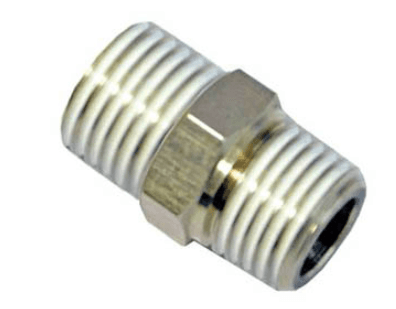 AirTAC BB0204 male to male connector (PT thread), Nickel plated brass body, 1/4" to 1/2" PT thread BB0204 on Applied Automation